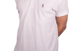 Hvid polo med guld logo fra Shawn London